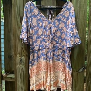 Purple and coral romper